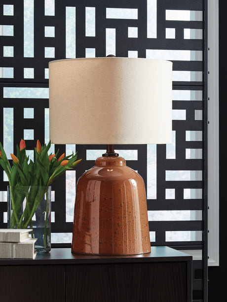 Tampa Furniture Outlet - Ashley Furniture - Aaleahya Lighting - Glass Table Lamp (1/CN) / Rust - L430904