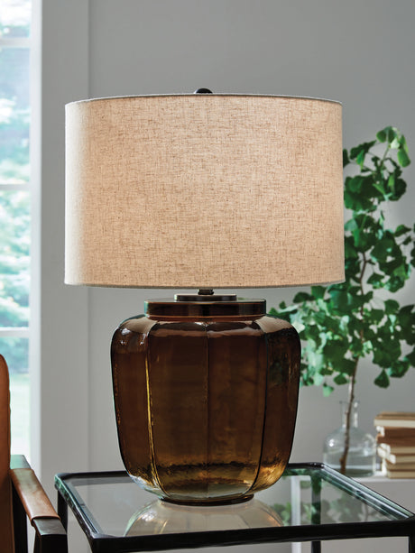 Tampa Furniture Outlet - Ashley Furniture - Bainmore Lighting - Glass Table Lamp (1/CN) / Amber - L430914