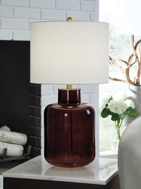 Tampa Furniture Outlet - Ashley Furniture - Mette Lighting - Glass Table Lamp (1/CN) / Brown/Gold Finish - L430924