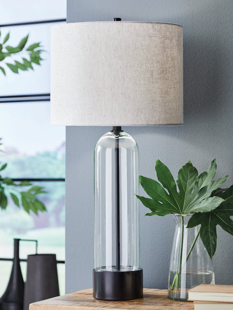 Tampa Furniture Outlet - Ashley Furniture - Kerrbrook Lighting - Glass Table Lamp (1/CN) / Clear/Black - L430944