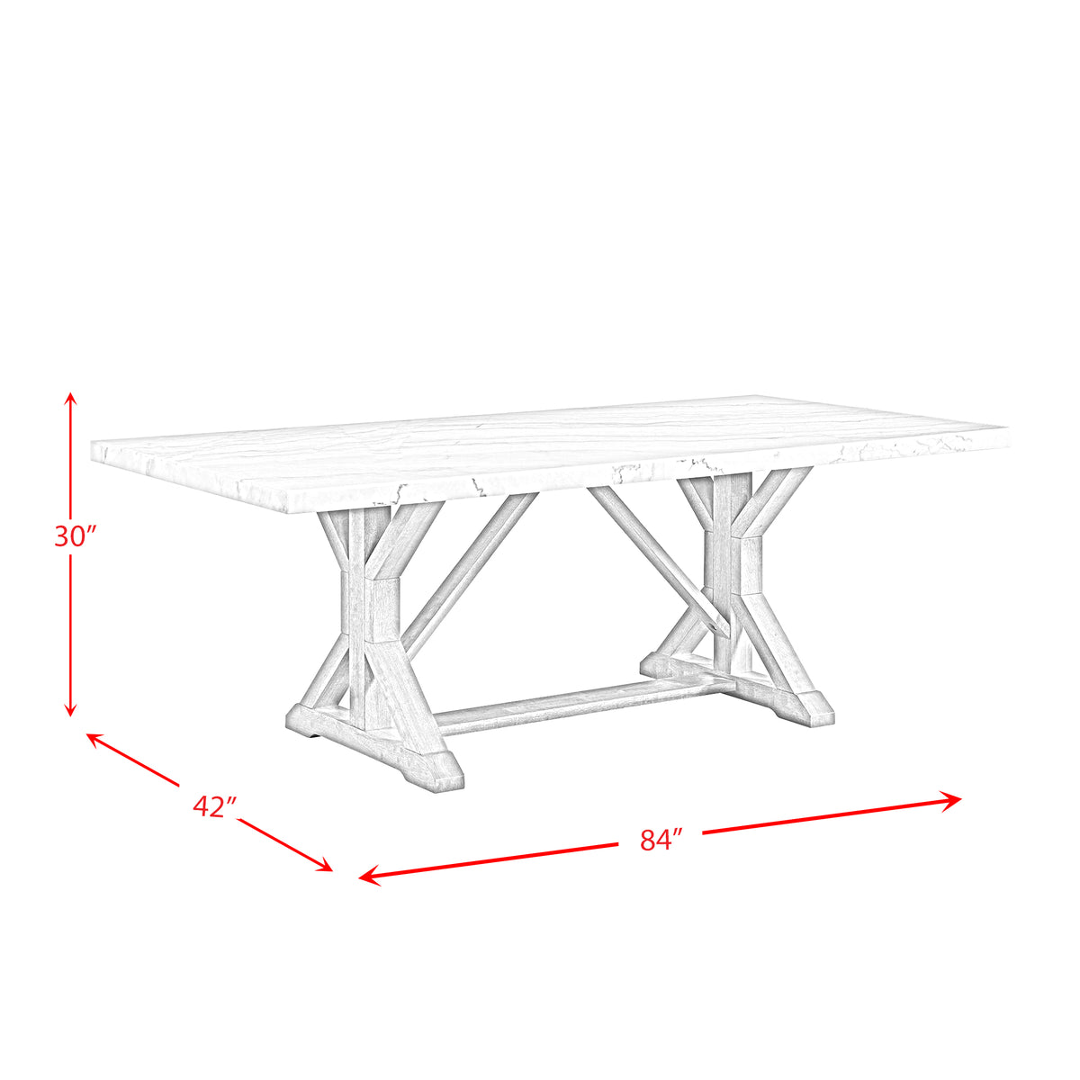Lakeview Rectangular Standard Height Dining Table in White Marble