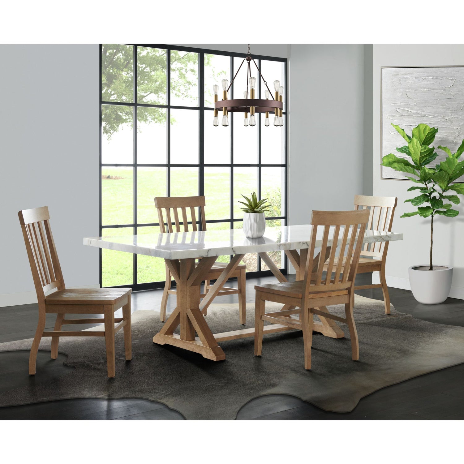 Lakeview Rectangular Standard Height Dining Table in White Marble – SKU CDLW100DTTB | Elements