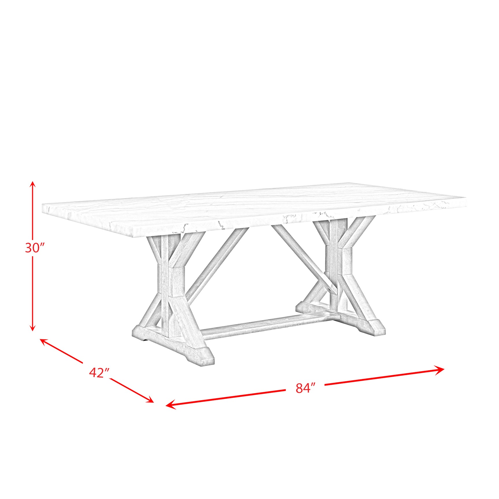 Lakeview Rectangular Standard Height Dining Table in White Marble - Tampa Furniture Outlet