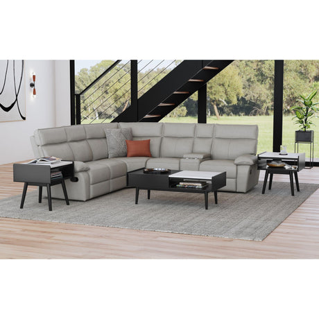 Lanette End Table with White Marble Top in Black – SKU T-19150-8-ET | Elements