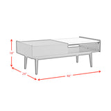 Lanette Coffee Table with White Marble and Lift-Top in Black - Tampa Furniture Outlet