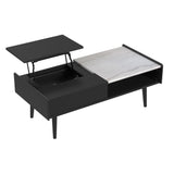 Lanette Coffee Table with White Marble and Lift-Top in Black - Tampa Furniture Outlet