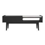 Lanette Coffee Table with White Marble and Lift-Top in Black - Tampa Furniture Outlet