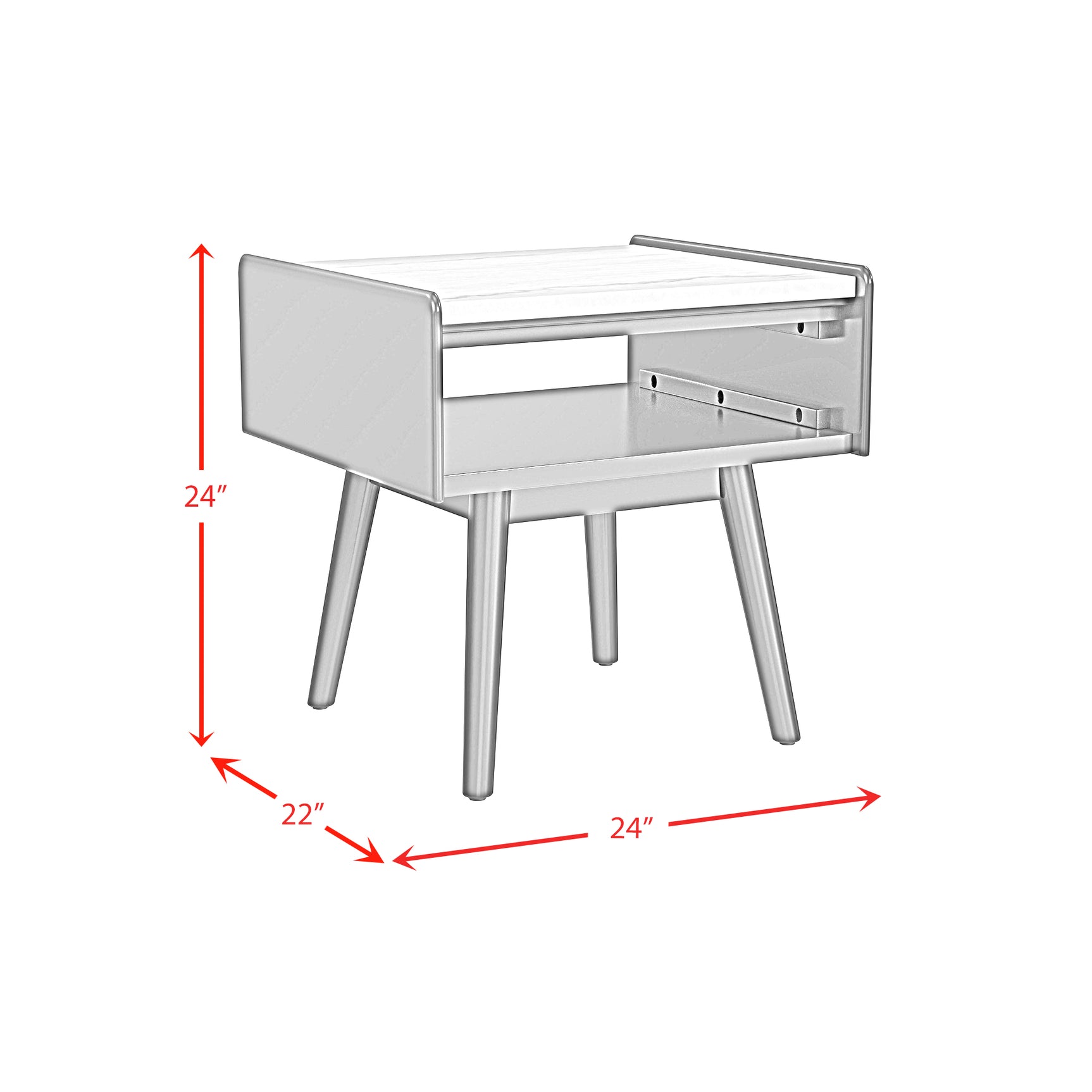 Lanette End Table with White Marble Top in Black - Tampa Furniture Outlet