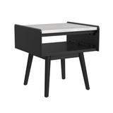 Lanette End Table with White Marble Top in Black - Tampa Furniture Outlet