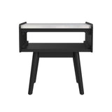 Lanette End Table with White Marble Top in Black - Tampa Furniture Outlet
