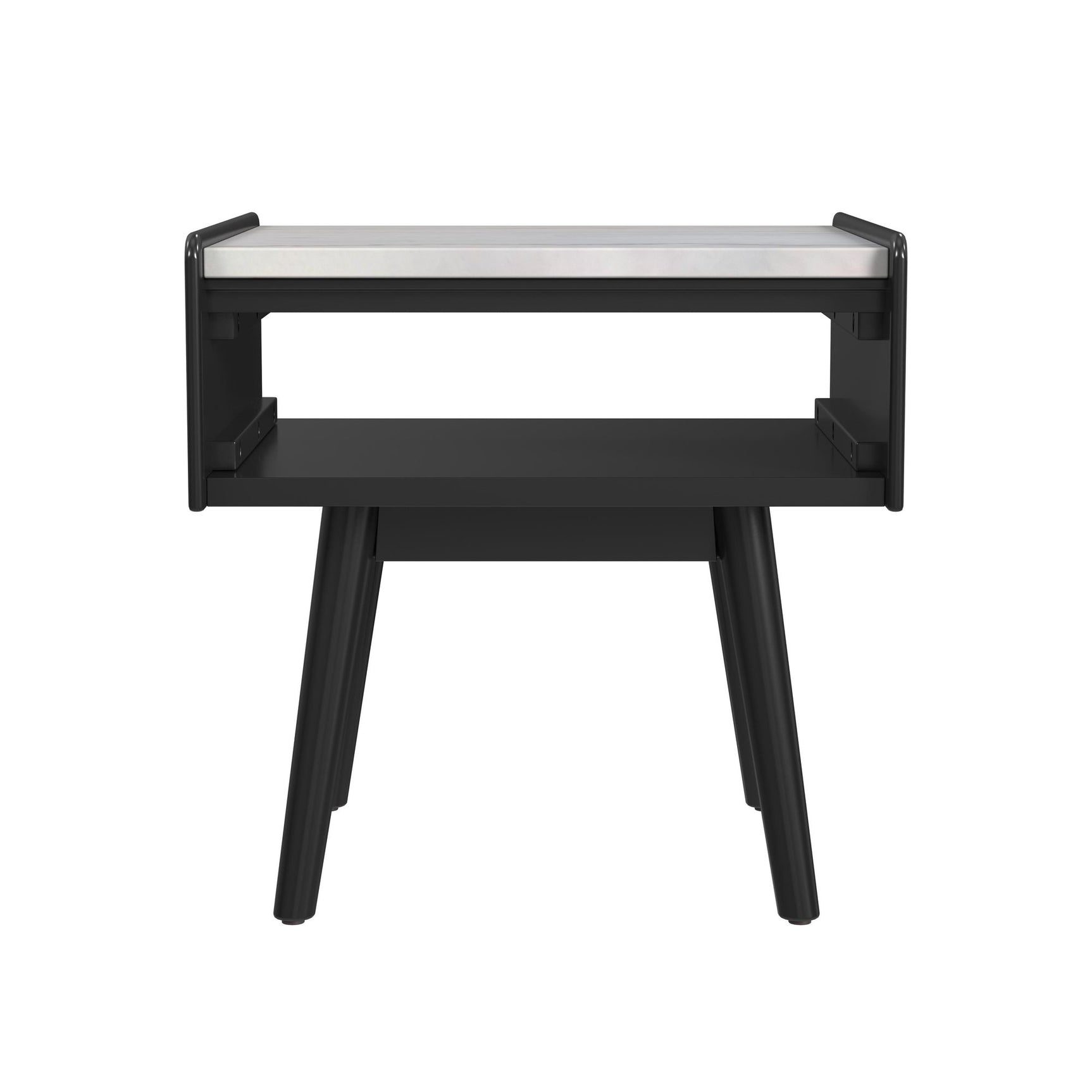 Lanette End Table with White Marble Top in Black - Tampa Furniture Outlet