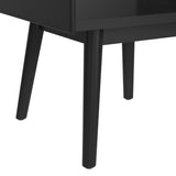 Lanette End Table with White Marble Top in Black - Tampa Furniture Outlet