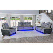 Lantana Power Motion Recliner with Power Headrest, Led, wireless charger and Cup holder in Rocky Cement/Charcoal – SKU U-13660-10562-105PP | Elements
