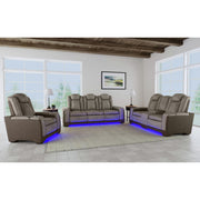 Lantana Power Motion Loveseat with Power Headrest, Led, and Console in Rocky Grey/Brown – SKU U-13660-10560-285PP | Elements