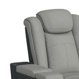 Lantana Power Motion Loveseat with Power Headrest, Led, and Console in Rocky Cement/Charcoal - Tampa Furniture Outlet