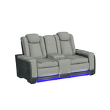 Lantana Power Motion Loveseat with Power Headrest, Led, and Console in Rocky Cement/Charcoal - Tampa Furniture Outlet