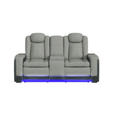 Lantana Power Motion Loveseat with Power Headrest, Led, and Console in Rocky Cement/Charcoal - Tampa Furniture Outlet