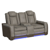 Lantana Power Motion Loveseat with Power Headrest, Led, and Console in Rocky Grey/Brown - Tampa Furniture Outlet