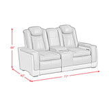 Lantana Power Motion Loveseat with Power Headrest, Led, and Console in Rocky Grey/Brown - Tampa Furniture Outlet