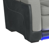 Lantana Power Motion Recliner with Power Headrest, Led, wireless charger and Cup holder in Rocky Cement/Charcoal - Tampa Furniture Outlet