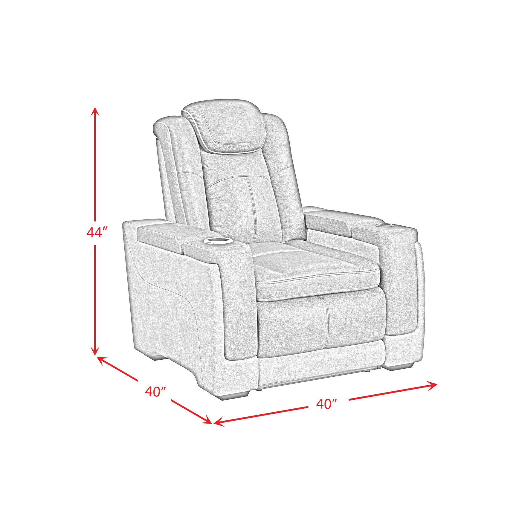 Lantana Power Motion Recliner with Power Headrest, Led ,wireless charger and cup holder in Rocky Grey/Brown - Tampa Furniture Outlet