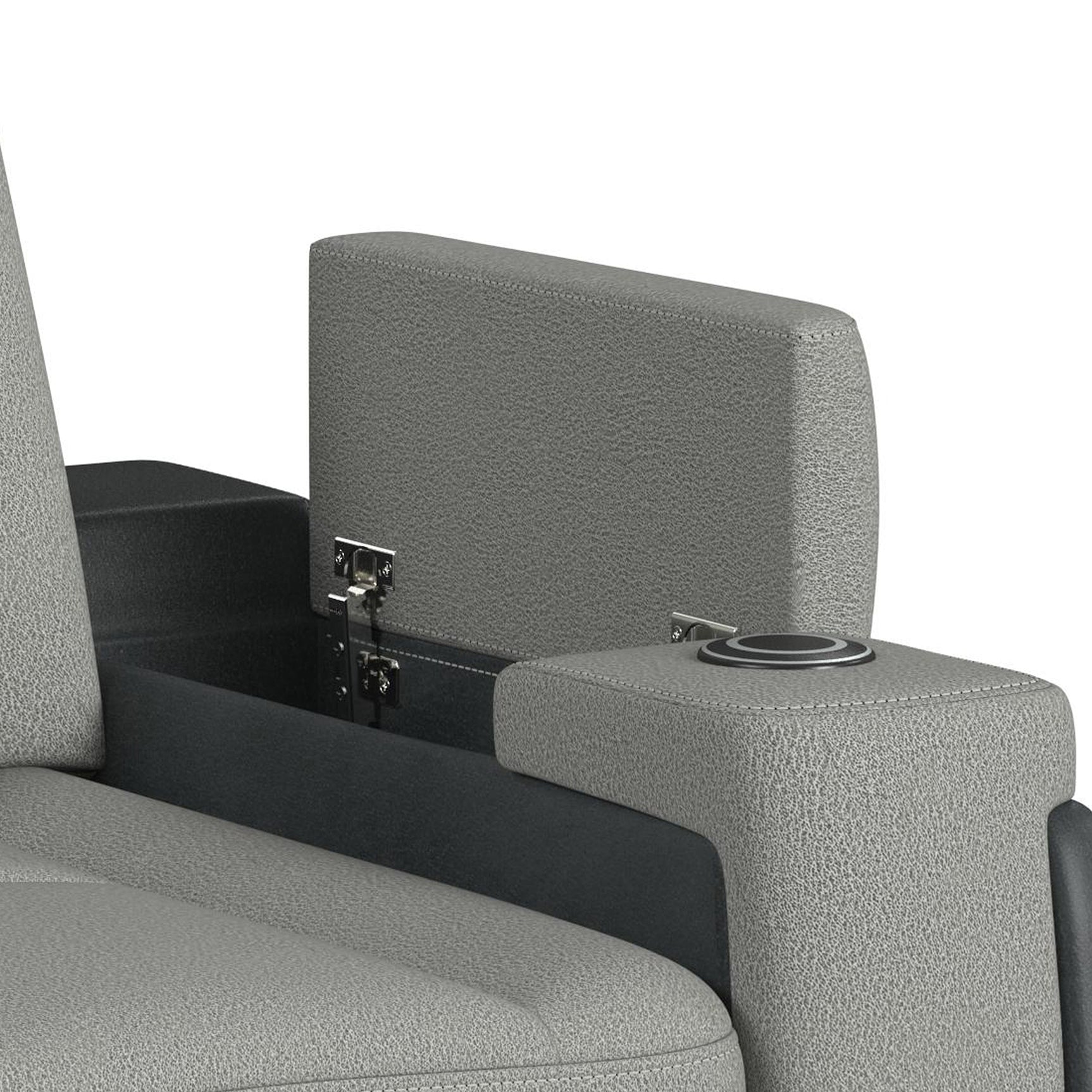 Lantana Power Motion Recliner with Power Headrest, Led, wireless charger and Cup holder in Rocky Cement/Charcoal - Tampa Furniture Outlet