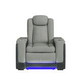 Lantana Power Motion Recliner with Power Headrest, Led, wireless charger and Cup holder in Rocky Cement/Charcoal - Tampa Furniture Outlet