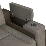 Lantana Power Motion Recliner with Power Headrest, Led ,wireless charger and cup holder in Rocky Grey/Brown - Tampa Furniture Outlet