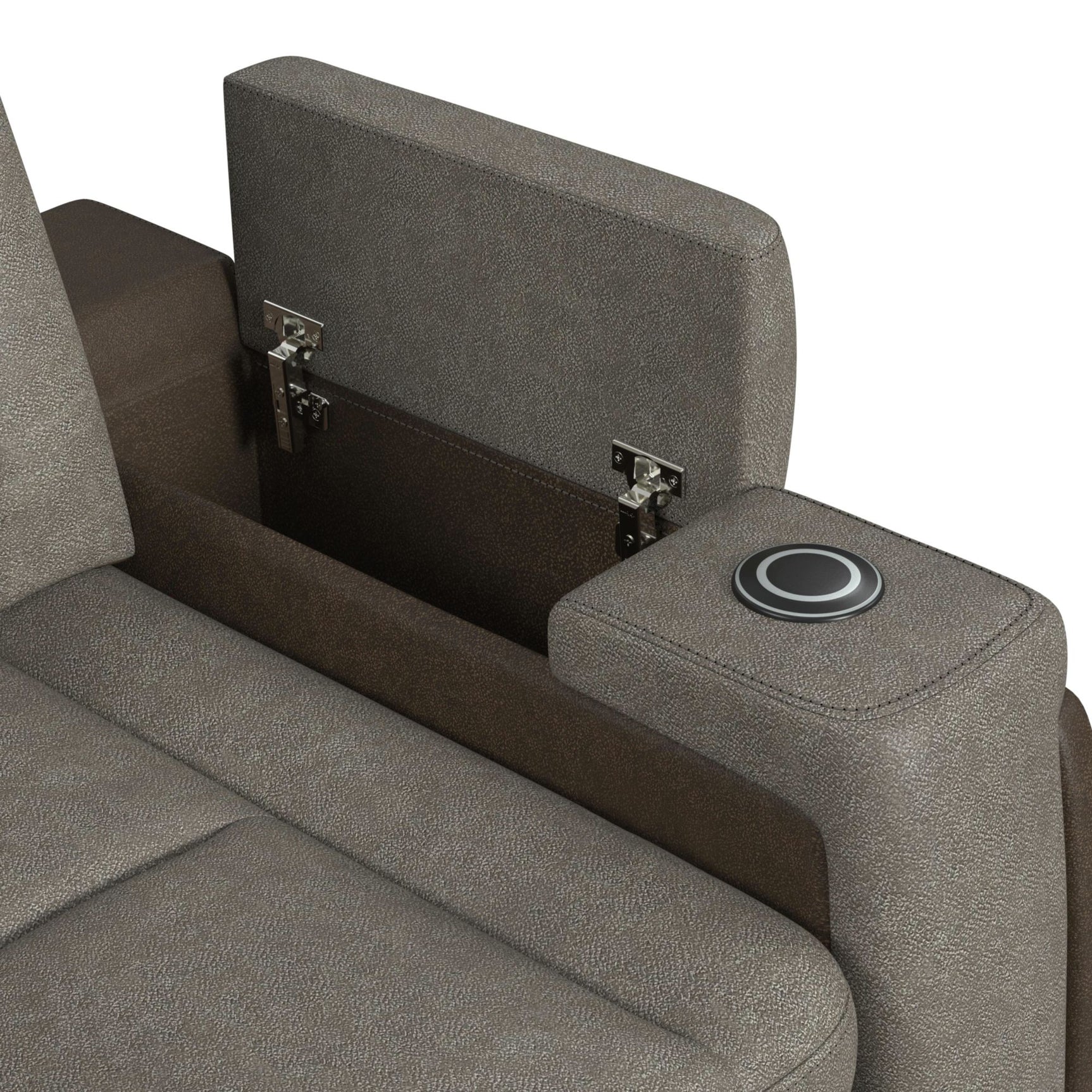 Lantana Power Motion Recliner with Power Headrest, Led ,wireless charger and cup holder in Rocky Grey/Brown - Tampa Furniture Outlet