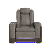 Lantana Power Motion Recliner with Power Headrest, Led ,wireless charger and cup holder in Rocky Grey/Brown - Tampa Furniture Outlet
