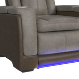 Lantana Power Motion Recliner with Power Headrest, Led ,wireless charger and cup holder in Rocky Grey/Brown - Tampa Furniture Outlet