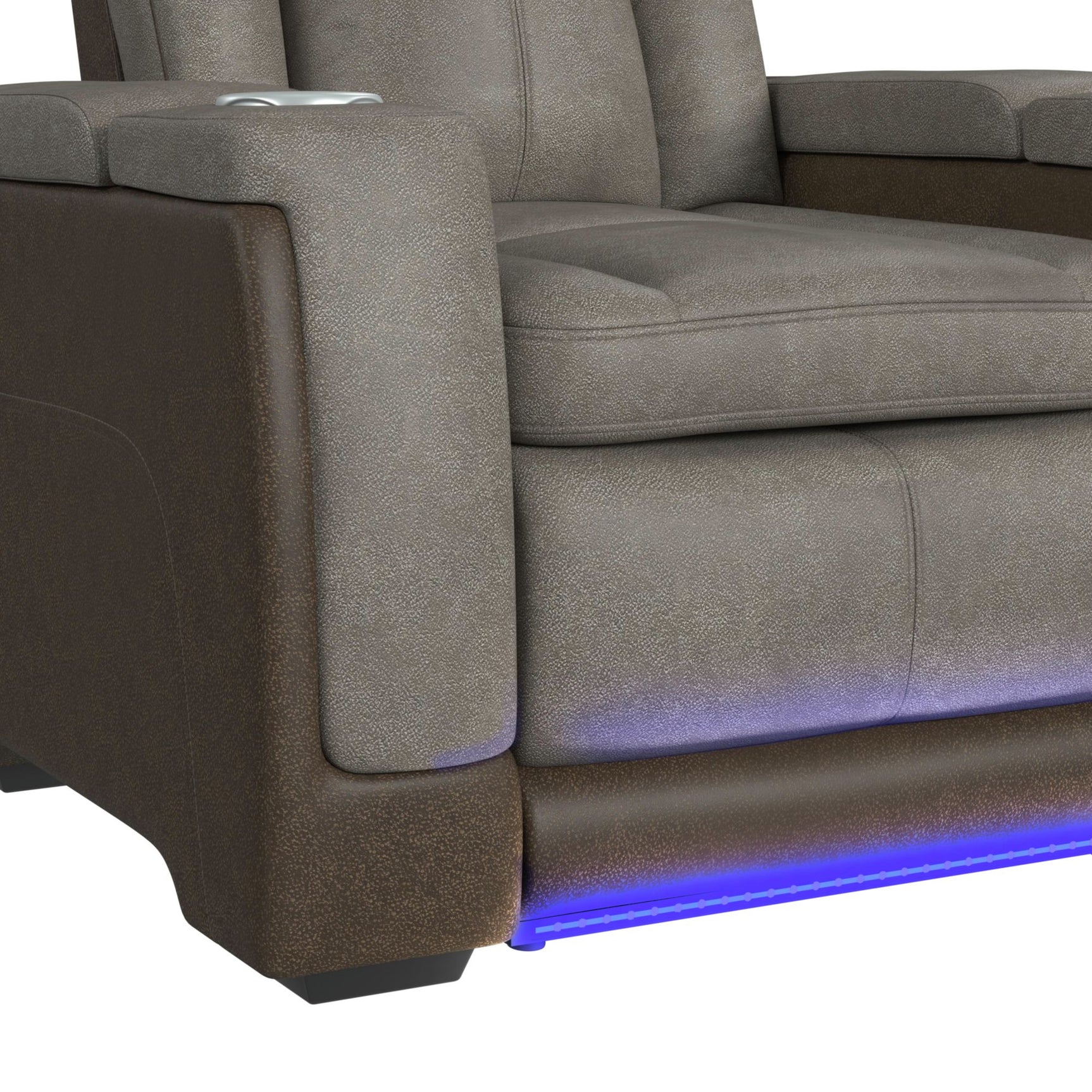 Lantana Power Motion Recliner with Power Headrest, Led ,wireless charger and cup holder in Rocky Grey/Brown - Tampa Furniture Outlet