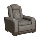 Lantana Power Motion Recliner with Power Headrest, Led ,wireless charger and cup holder in Rocky Grey/Brown - Tampa Furniture Outlet