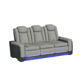 Lantana Power Motion Sofa with Power Headrest, Led, DDT, reading light and PWS in Rocky Cement/Charcoal - Tampa Furniture Outlet