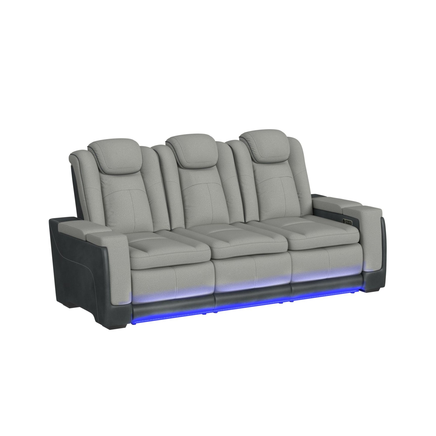 Lantana Power Motion Sofa with Power Headrest, Led, DDT, reading light and PWS in Rocky Cement/Charcoal - Tampa Furniture Outlet