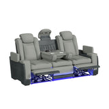 Lantana Power Motion Sofa with Power Headrest, Led, DDT, reading light and PWS in Rocky Cement/Charcoal - Tampa Furniture Outlet