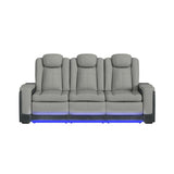 Lantana Power Motion Sofa with Power Headrest, Led, DDT, reading light and PWS in Rocky Cement/Charcoal - Tampa Furniture Outlet
