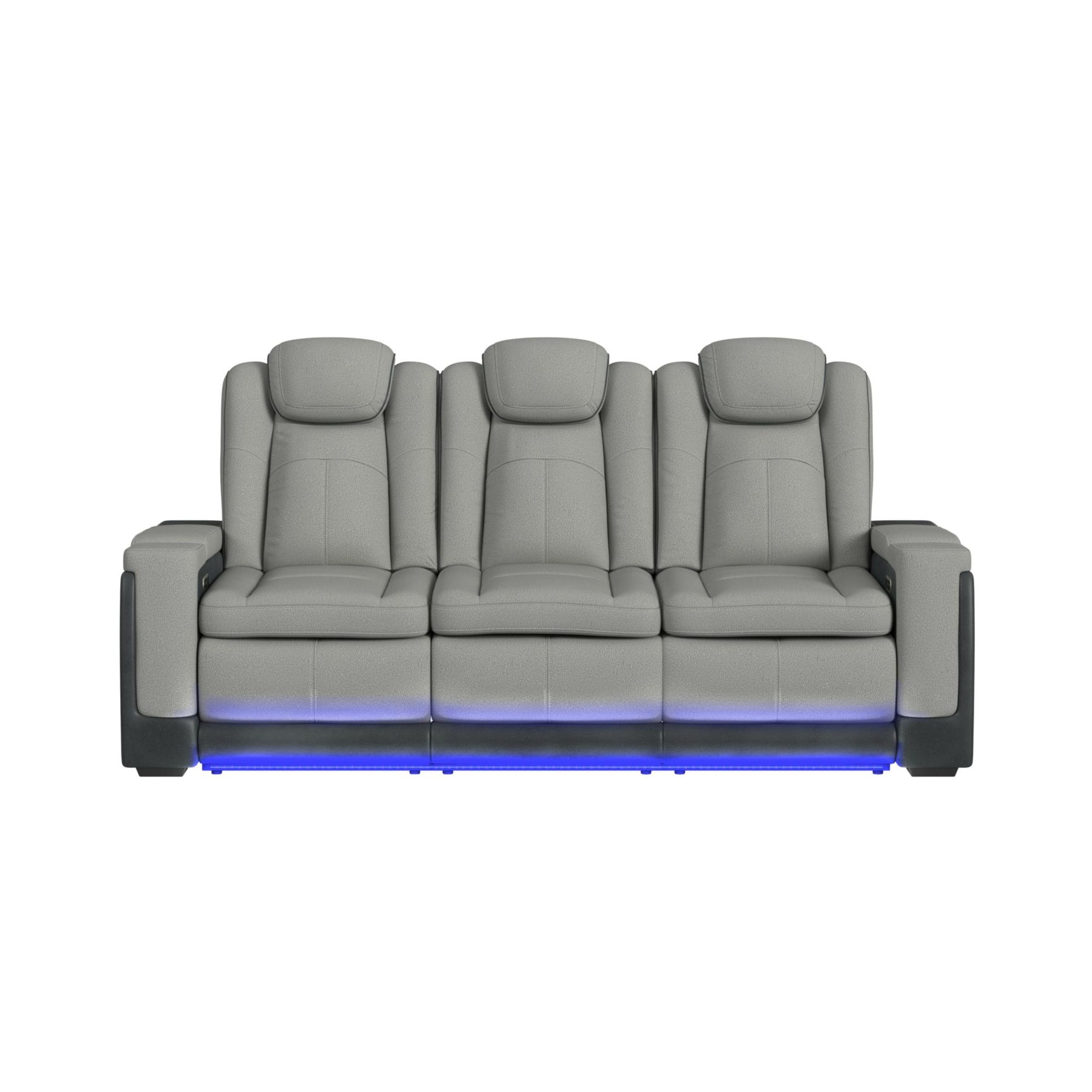 Lantana Power Motion Sofa with Power Headrest, Led, DDT, reading light and PWS in Rocky Cement/Charcoal - Tampa Furniture Outlet