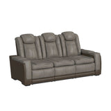 Lantana Power Motion Sofa with Power Headrest, Led, DDT, reading light and PWS in Rocky Grey/Brown - Tampa Furniture Outlet
