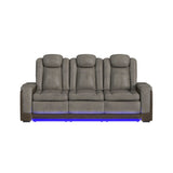 Lantana Power Motion Sofa with Power Headrest, Led, DDT, reading light and PWS in Rocky Grey/Brown - Tampa Furniture Outlet