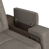 Lantana Power Motion Loveseat with Power Headrest, Led, and Console in Rocky Grey/Brown - Tampa Furniture Outlet