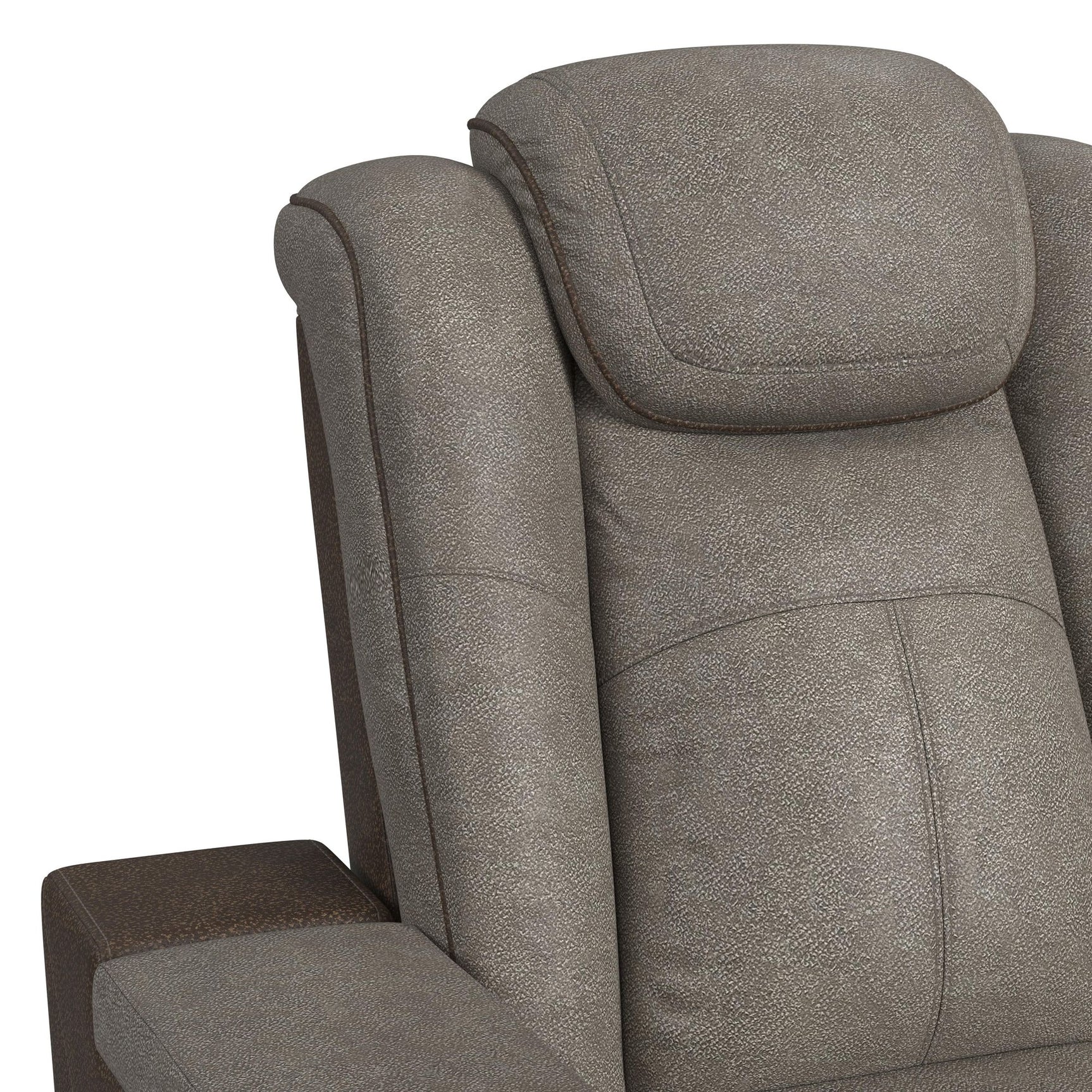 Lantana Power Motion Loveseat with Power Headrest, Led, and Console in Rocky Grey/Brown - Tampa Furniture Outlet