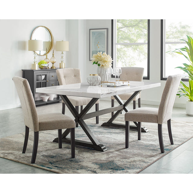 Lexi Dining Table in Espresso Base / White Marble Top – SKU CLX100DT | Elements