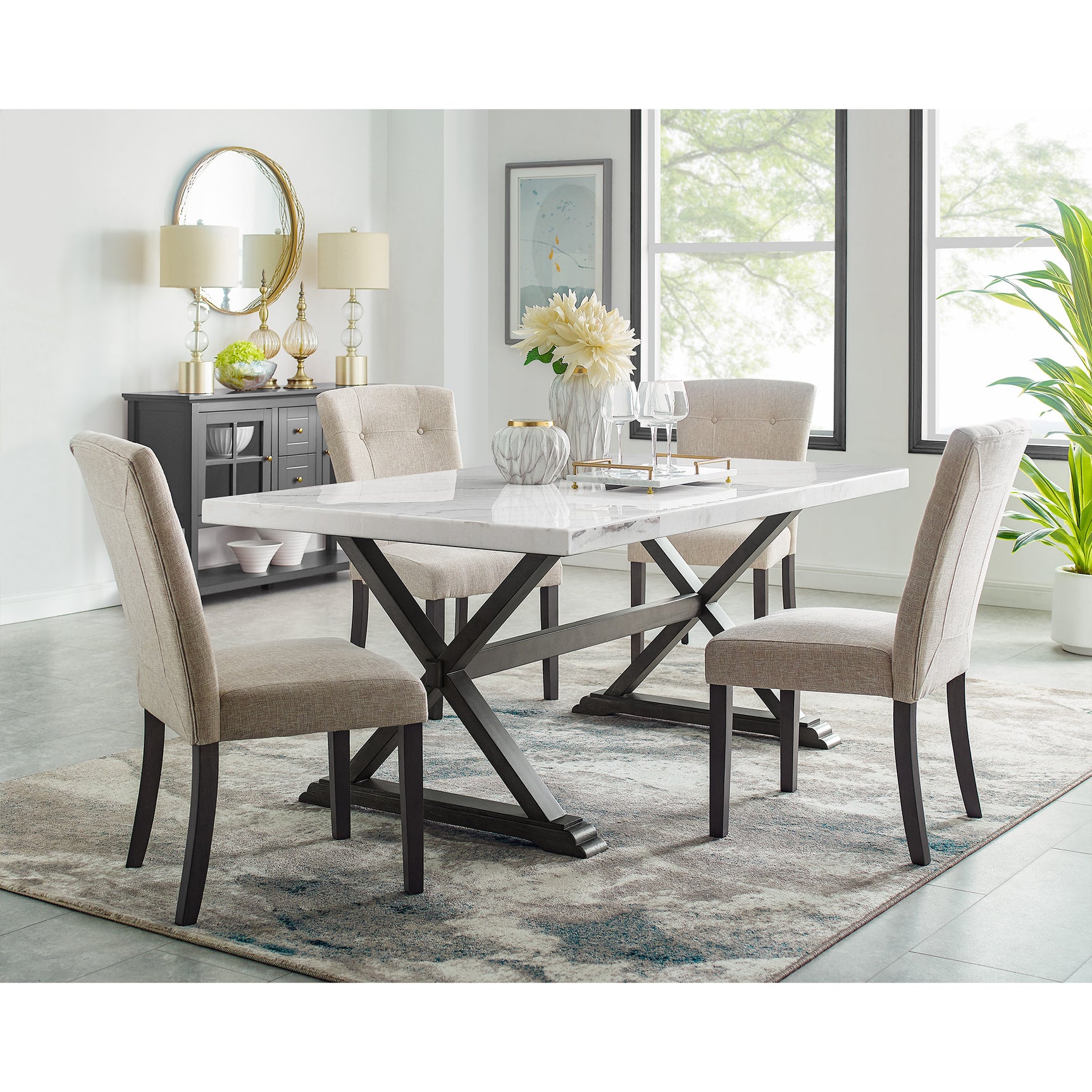 Lexi 5PC Dining Set-Table & Four Chairs – SKU CLX1005PC | Elements