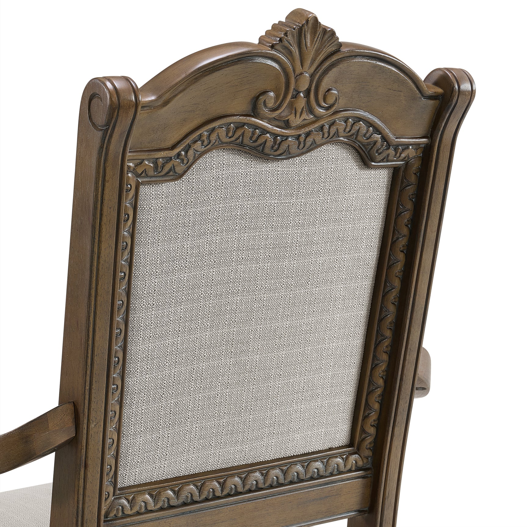 Madison Park Dining Arm Chair with Beige Fabric in Walnut (2 Per Carton) - Tampa Furniture Outlet