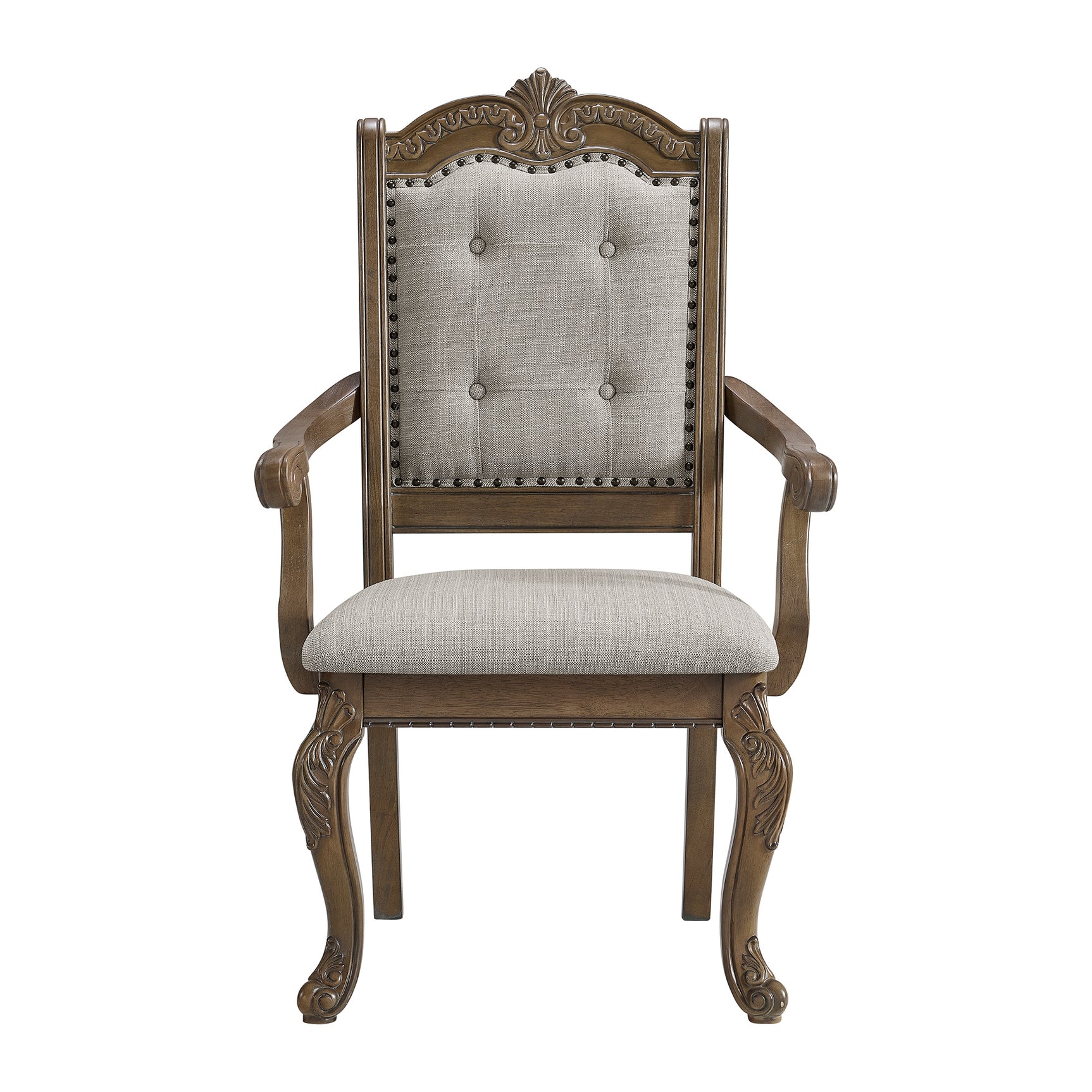 Madison Park Dining Arm Chair with Beige Fabric in Walnut (2 Per Carton) - Tampa Furniture Outlet