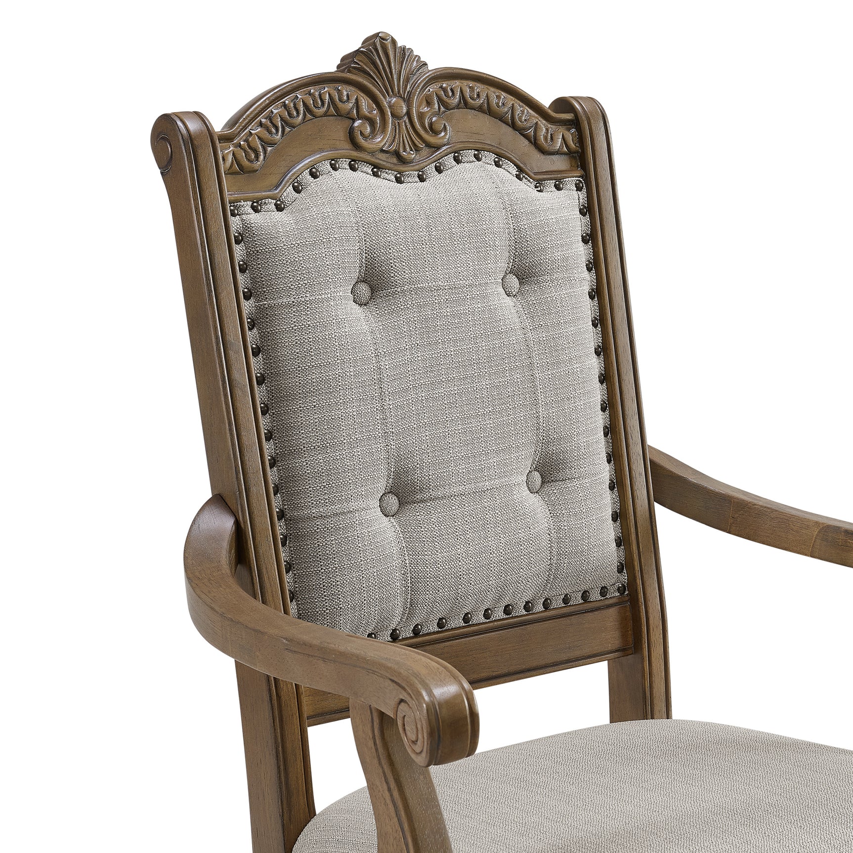 Madison Park Dining Arm Chair with Beige Fabric in Walnut (2 Per Carton) - Tampa Furniture Outlet