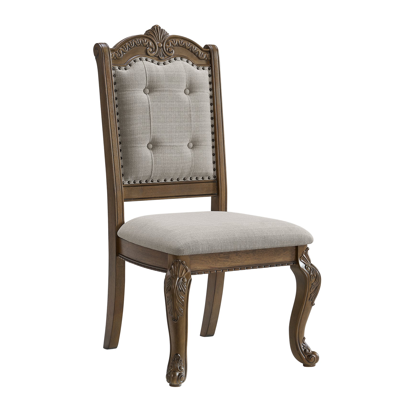 Madison Park Dining Side Chair with Beige Fabric in Walnut (2 Per Carton) - Tampa Furniture Outlet