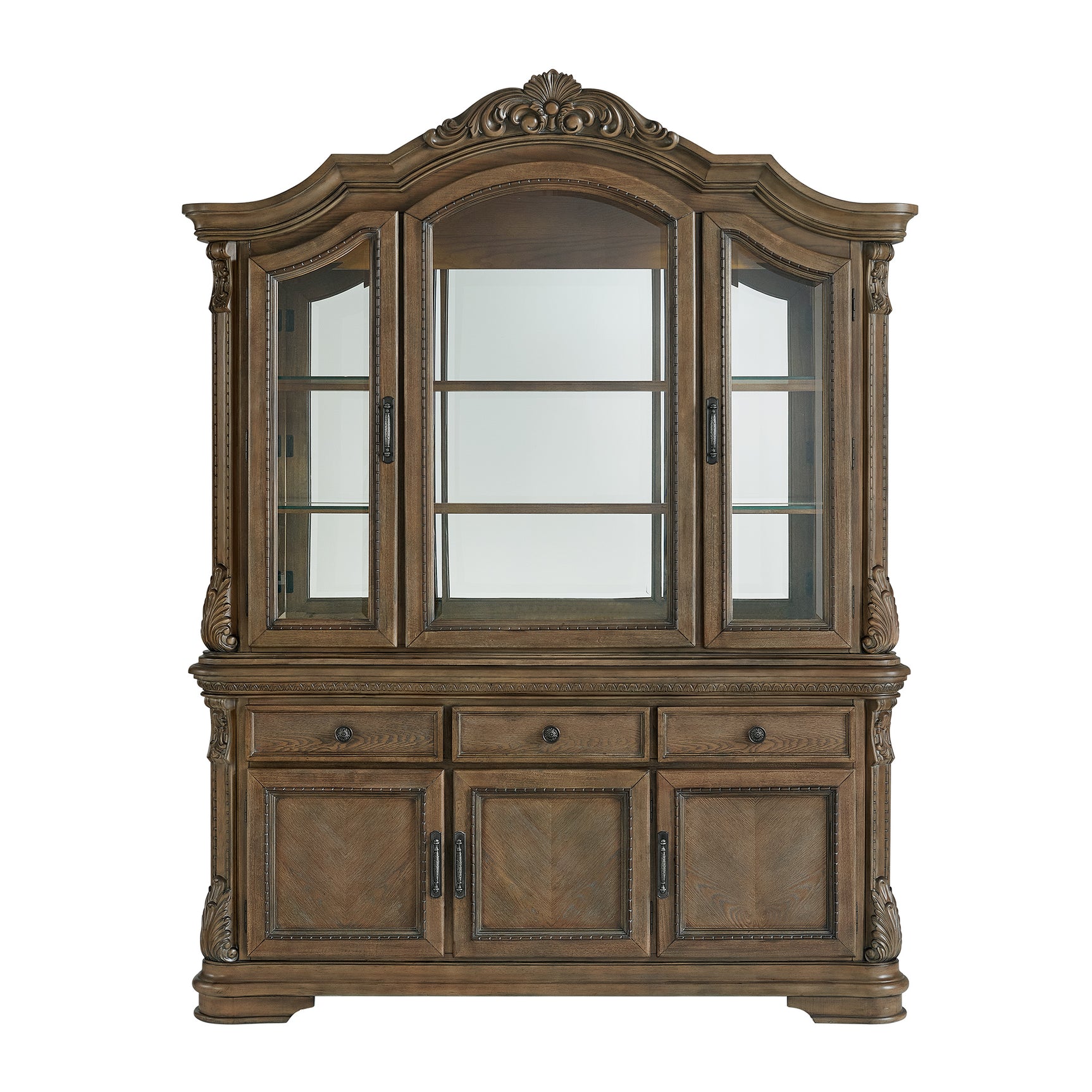 Madison Park Hutch with LED in Walnut - Tampa Furniture Outlet