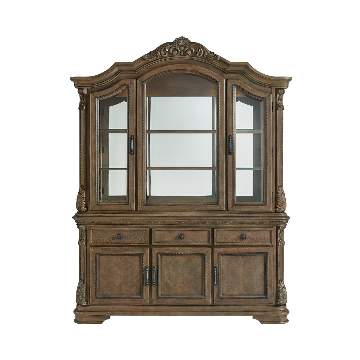 Madison Park Server and Hutch with LED in Walnut